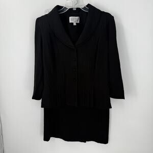 Julian Taylor New York Women’s 2 Piece Black Skirt Suit Set Size 10 Jacket & Lon